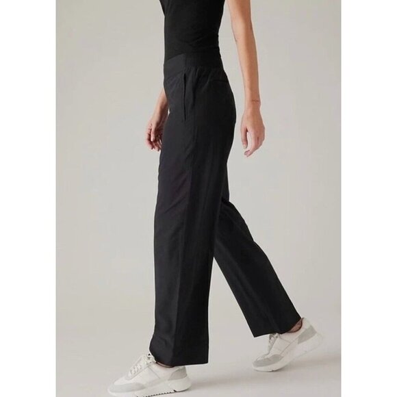 Athleta Pants - ATHLETA Brooklyn Heights High Rise Wide Pants 12 Black Trouser Quick Dry Casual